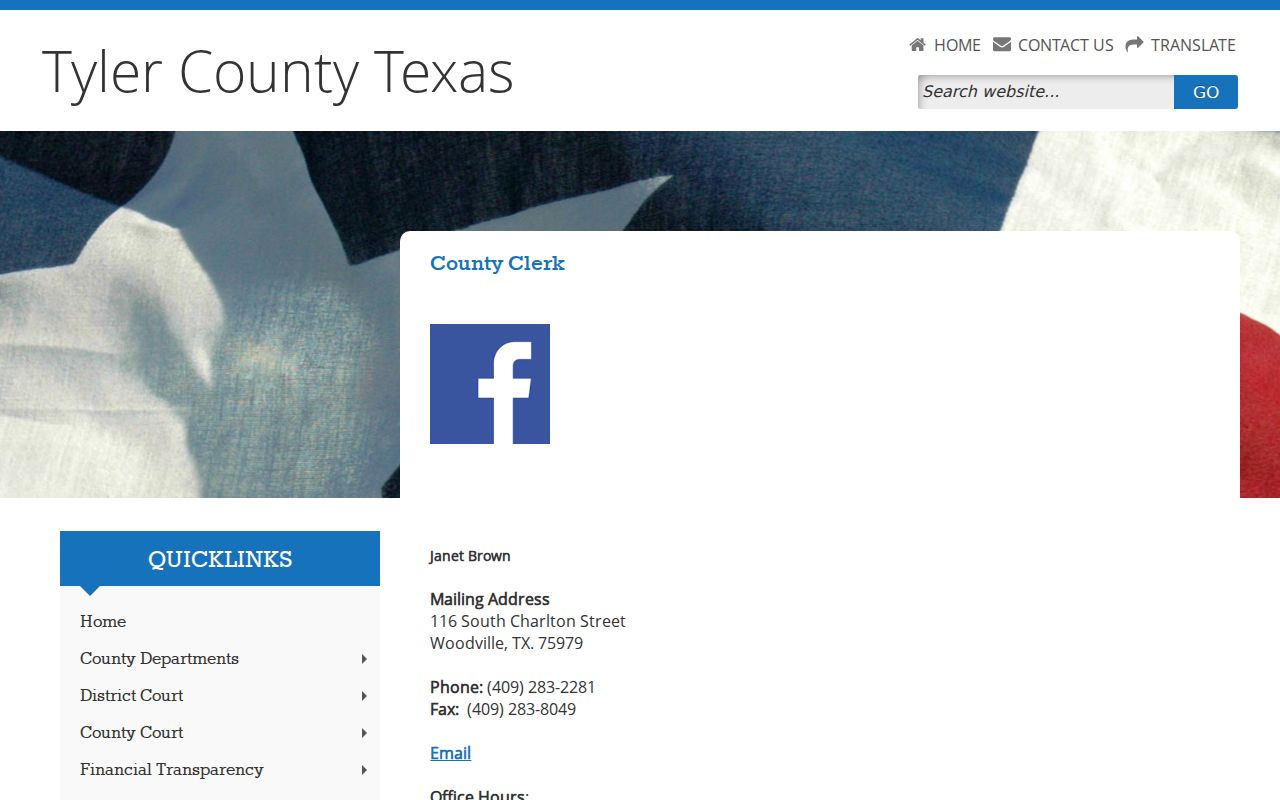 Tyler County warrant search route to the County Clerk