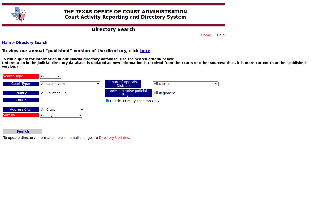 Tyler County warrant search uses court directory controls for routing only